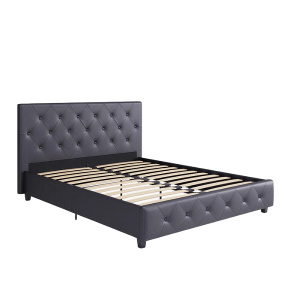 Luxurious Faux Leather Platform Bed – Full Double Size with Sleek Modern Design