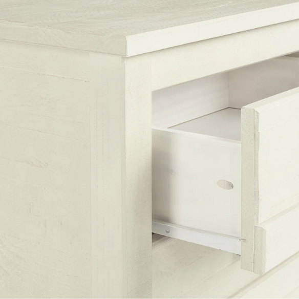 3-Drawer Solid Wood Nightstand – Rustic Distressed Finish, Clean-Lined Plank Design, Metal Hardware for Easy Access, Perfect for Storing Bedside Essentials in Traditional Bedrooms