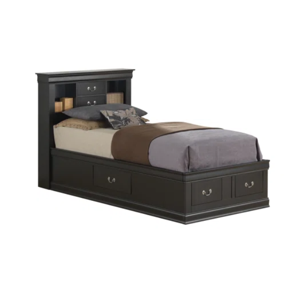 Wooden Bookcase Storage Twin Bed – Space-Saving Design with Stylish Shelving