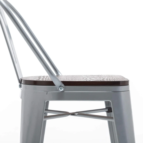 Set of 4 Farmhouse Counter Height Bar Stools – Rustic Industrial Style with Removable Backrest, Heavy-Duty Steel Frame, and Scratch-Resistant Finish
