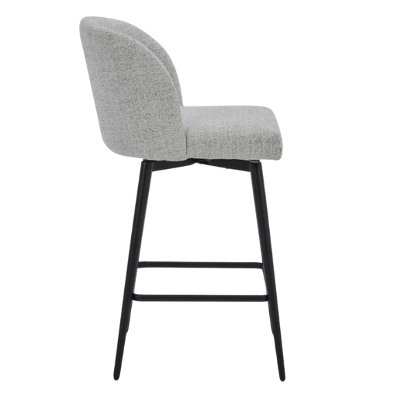 Set of 2 Counter Height Swivel Barstools – Mid-Century Modern Design, Padded Seat with High-Density Foam, 360° Swivel, Sturdy Iron Base, Footrest for Kitchen or Bar