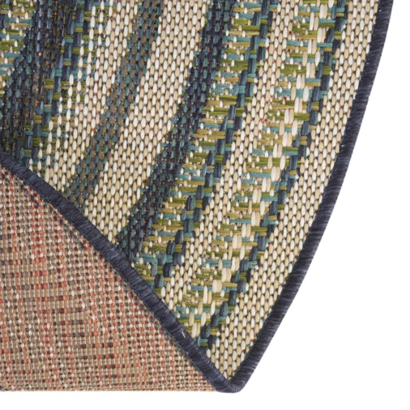 Coastal-Inspired Geometric Rug – Fade & Stain-Resistant,Ivory,Green,Blue Pattern, Ideal for Indoor/Outdoor Use