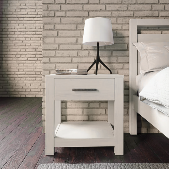Rustic White King 5-Piece Solid Wood Bedroom Set – Bed, 2 Nightstands, 6-Drawer Dresser, and 5-Drawer Chest