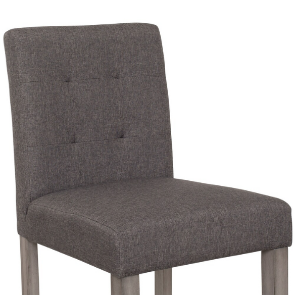 Upholstered 25" Counter Height Bar Stool – Modern Farmhouse Design with Tufted Back, Foam Padded Seat, Washed Grey Solid Wood Legs, and Durable Steel Footrest