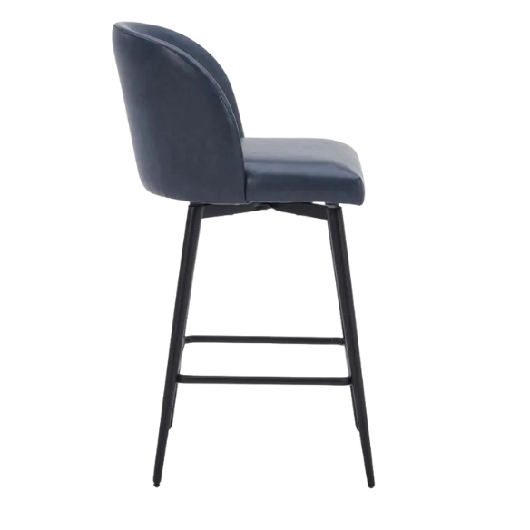 Set of 2 Counter Height Swivel Barstools – Mid-Century Modern Design, Padded Seat with High-Density Foam, 360° Swivel, Sturdy Iron Base, Footrest for Kitchen or Bar