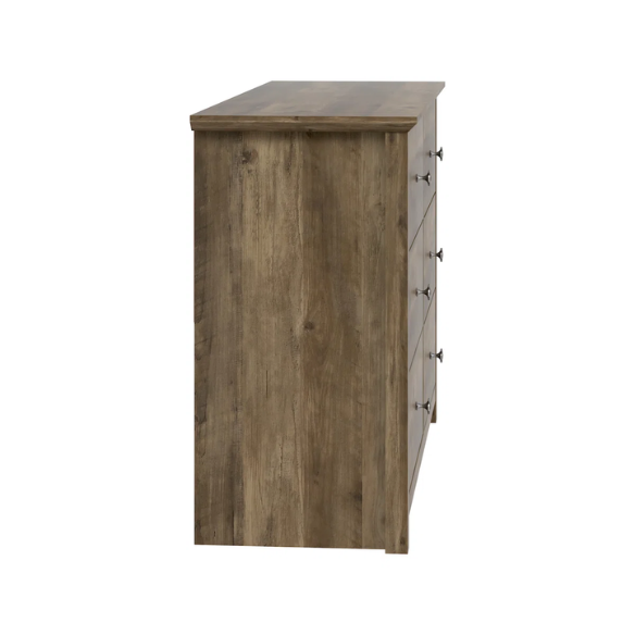 Modern 6-Drawer Double Dresser with Angled Sled Legs and Round Metal Hardware
