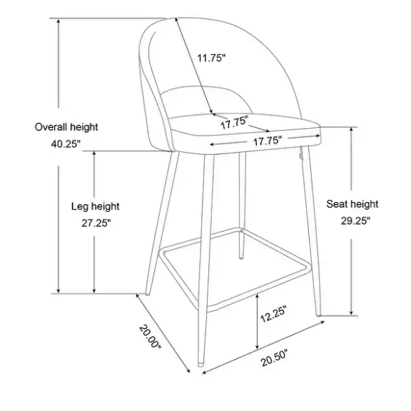 Set of 2 41" Modern Tapered Leg High Bar Stools with Leatherette Backrest and Fabric Seat – Stylish & Contemporary Design for Home or Commercial Spaces