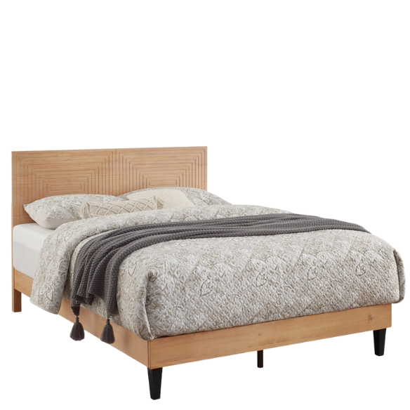 Bohemian-Inspired Solid Wood Full Double Bed – Aesthetic and Handcrafted Design
