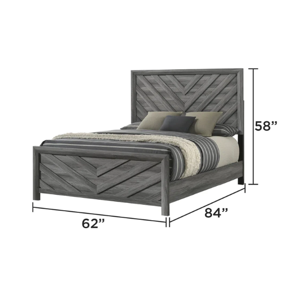Stylish Dark Grey Wooden 5-Piece Twin Bedroom Set: Luxurious Rustic Solid Wood Design