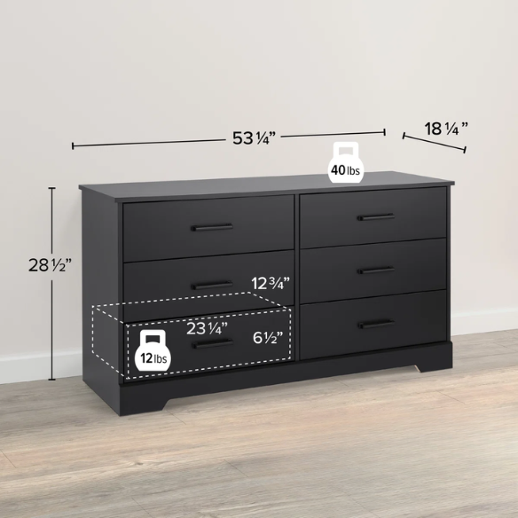 Rustic Modern 6-Drawer 53.25" W Double Dresser with Timeless Farmhouse Charm