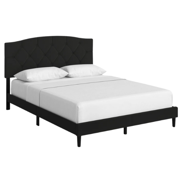 Modern Button-Tufted Queen Size Upholstered Platform Bed with Sleek Design