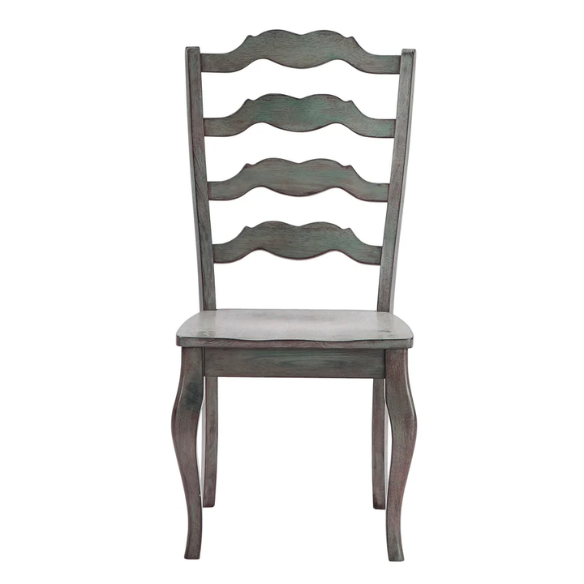 Rustic Ladder Back Solid Wood Dining Chairs (Set of 2) – Farmhouse Style Kitchen or Dining Room Seating