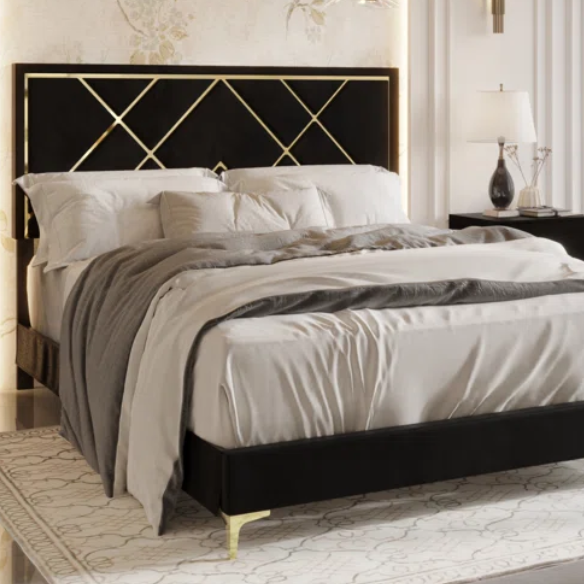 Luxurious Royal Blue Upholstered Platform 3-Piece Twin Bedroom Set