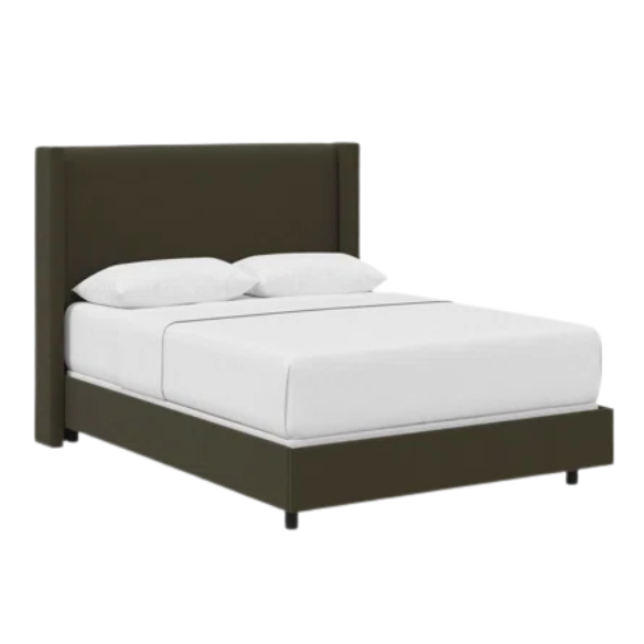 Cozy and Sleek Modern Queen Size Upholstered Wingback Bed