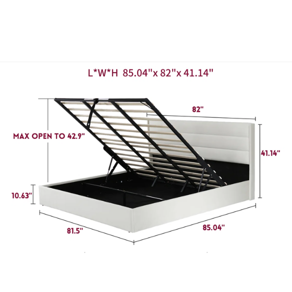 Elegant Hydraulic Lift Upholstered Storage Bed with Wingback Headboard, Velvet Fabric, Button-Tufted Detailing, and Ample Under-Bed Storage for Bedding and Seasonal Items