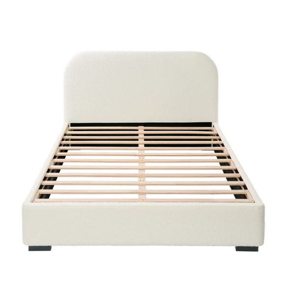 Bouclé Platform Bed with Arched Headboard – Modern Design, Easy Assembly, and Superior Comfort for King Size