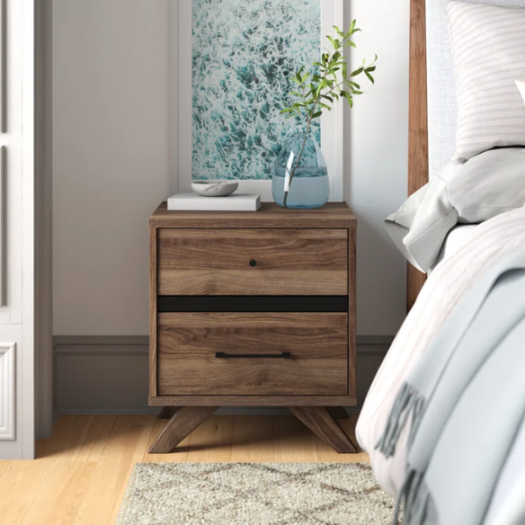 Rustic Restoration Queen Platform Configurable Bedroom Set with 7-Drawer Dresser, Nightstand, and Scandinavian-Inspired Design