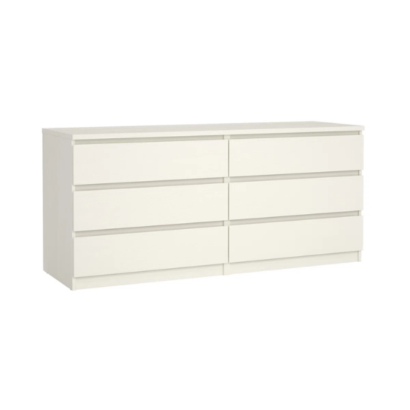 Versatile 60.5" 6-Drawer Double Dresser with Smooth Metal Glides and Clean-Lined Silhouette