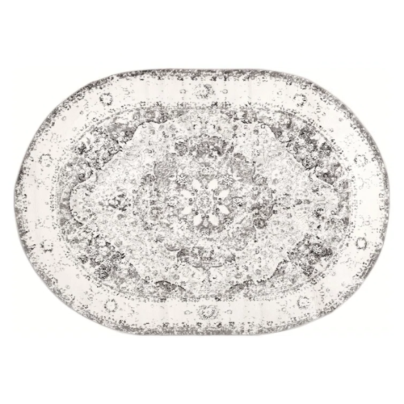 Distressed Oriental-Inspired Indoor Rug – Gray, Silver & Ivory Medallion Pattern, Stain-Resistant, Fade-Resistant, Perfect for Traditional & French Country Décor