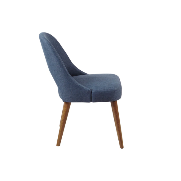 Textured Fabric Dining Side Chairs (Set of 2) – Solid Wood Frame with Mediterranean or Pecan Finish, High-Density Foam Fill & Rounded Back Design