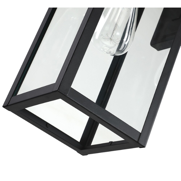1-Light Outdoor Matte Black Wall Sconce – Durable Die-Cast Aluminum with Clear Glass Panels, Weather-Resistant, Anti-Rust, and Anti-Corrosion for Year-Round Use