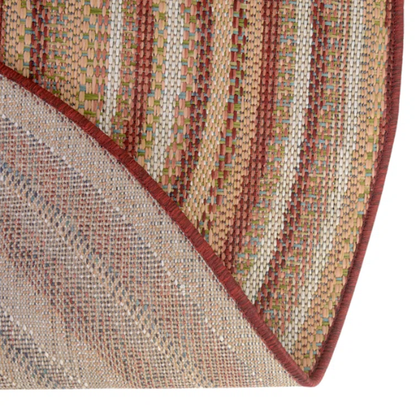 Coastal-Inspired Geometric Rug – Fade & Stain-Resistant, Burgundy,Ivory,Orange,Green,Blue Pattern, Ideal for Indoor/Outdoor Use
