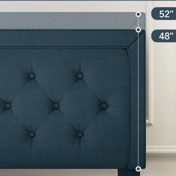 Tufted Upholstered Platform Bed – Full/Double Size with Linen Fabric, Elegant Design for Comfortable Bedrooms