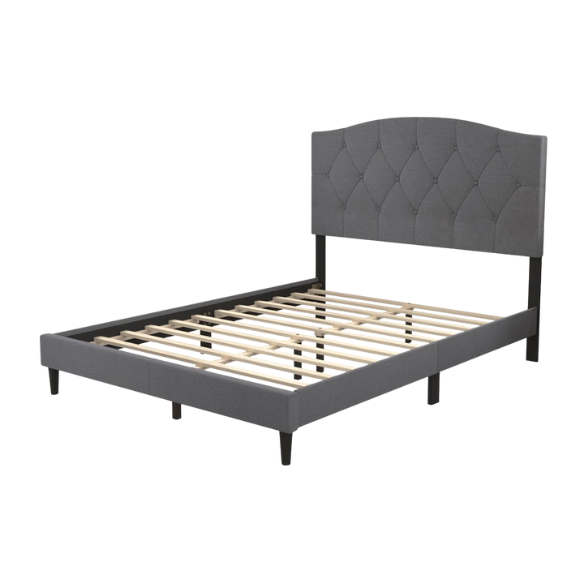 Modern Button-Tufted Queen Size Upholstered Platform Bed with Sleek Design