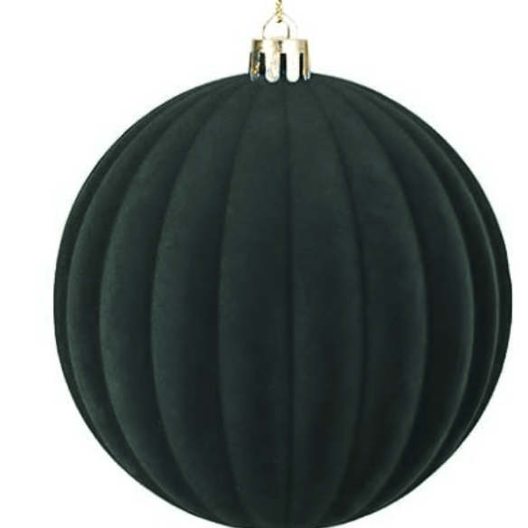 Dark Green Velvet Christmas Ball Ornament Set – 9-Piece Luxury Holiday Décor (10 cm / 3.94 in)