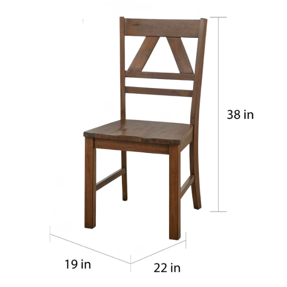 Charming Country-Style Dining Set with Rustic Appeal – Round Table & Geometric Back Chairs