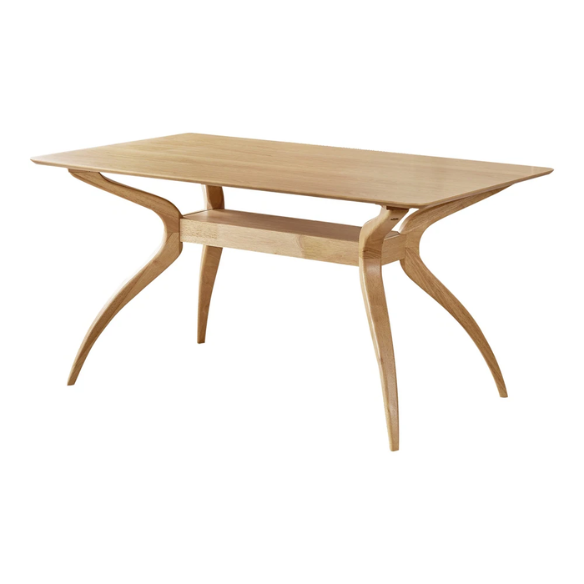 Mid-Century Modern 5-Piece Dining Set – Smooth Wood Finish with Cushioned Fabric Chairs for Comfort & Style