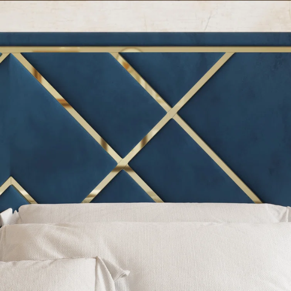 Luxurious Royal Blue Upholstered Platform 3-Piece Twin Bedroom Set