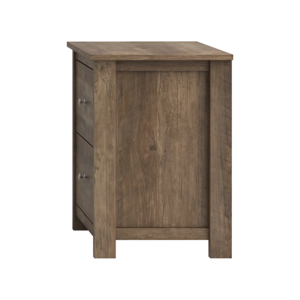 2-Drawer Nightstand – Neutral Engineered Wood, Streamlined Rectangular Design, Four Block Legs, Convenient Storage with Roller-Glide Drawers & Metal Knobs, Perfect for Traditional & Contemporary Bedroom