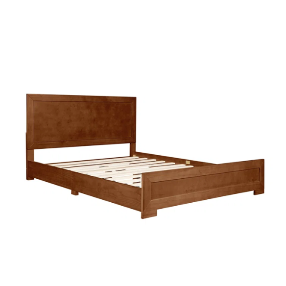 Neutral-Colored Solid Wood Queen Size Low Profile Platform Bed
