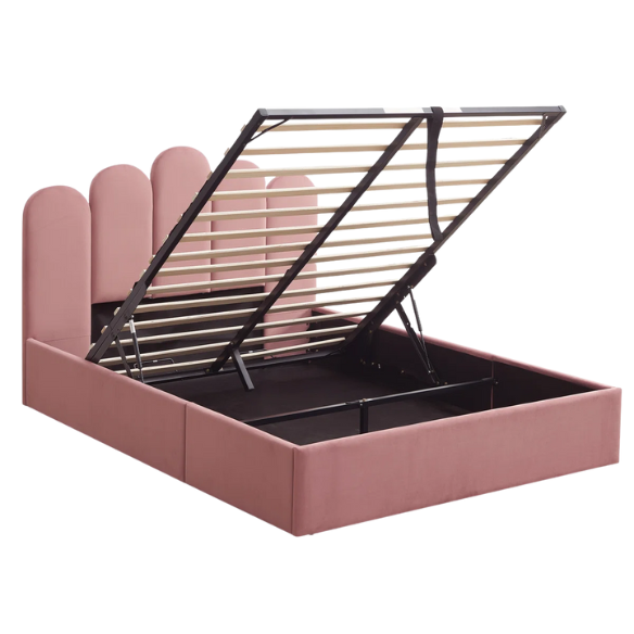 Elegant Hydraulic Velvet Upholstered Platform Bed – Full Double Size with Lift-Up Storage for Ultimate Space Saving