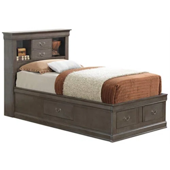 Wooden Bookcase Storage Twin Bed – Space-Saving Design with Stylish Shelving
