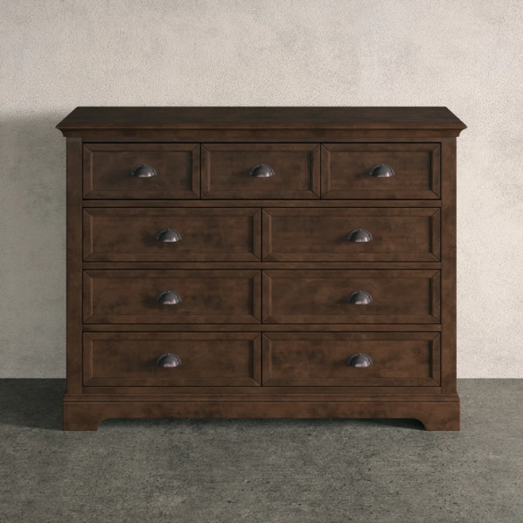 Traditional 9-Drawer Double Dresser with Beveled Edges, Picture Frame-Style Drawers