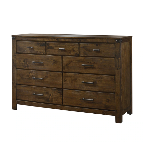 Timeless 6-Piece Brown Rustic Wood Panel Bedroom Set with Modern Design and Inviting Elegance
