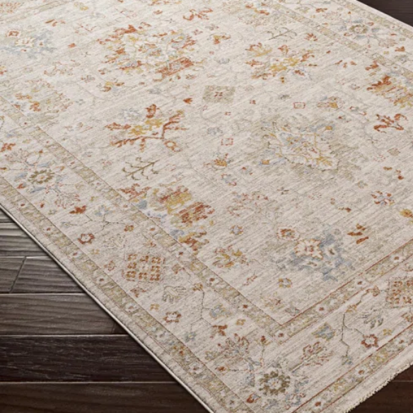 Elegant Oriental Rug – Stain-Resistant, High-Low Pile, Machine Woven with Fringed Detailing