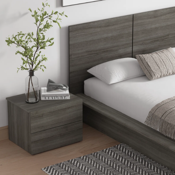 Elegant 3-Piece Wood Bedroom Set – Full Double Size Bed with Stylish Headboard and 2 Matching Nightstands