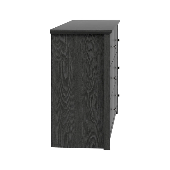 Modern 6-Drawer Double Dresser with Angled Sled Legs and Round Metal Hardware