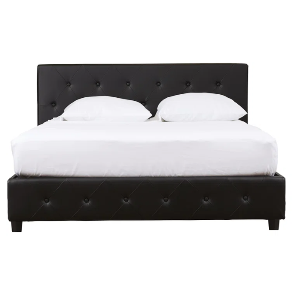 Luxurious Faux Leather Platform Bed – Full Double Size with Sleek Modern Design