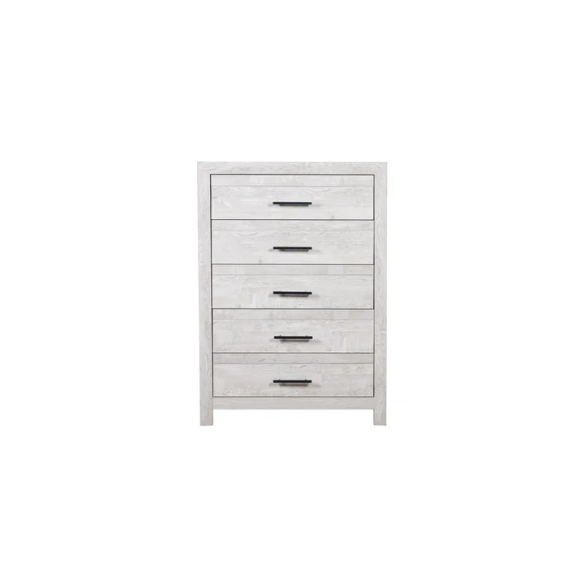 Stylish Light Grey Wooden 5-Piece Twin Bedroom Set: Luxurious Rustic Solid Wood Design