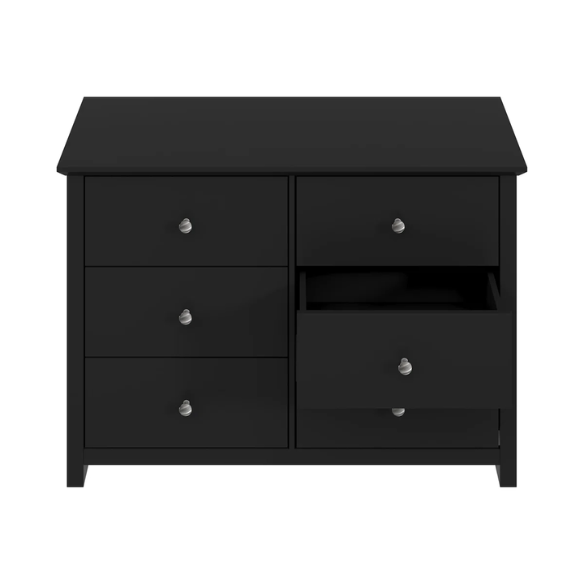 Modern 6-Drawer Double Dresser with Angled Sled Legs and Round Metal Hardware