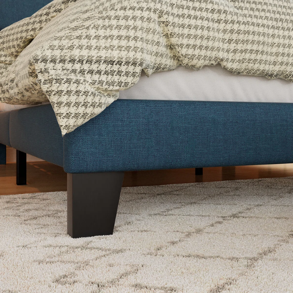 King Size Upholstered Platform Bed with Steel Frame, Foam Padding, and Durable Slat Support