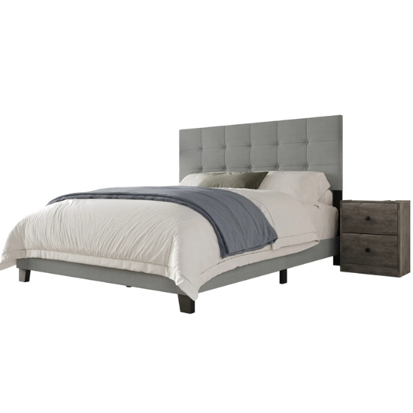 Light Grey Tufted Button Polyester 3-Piece Full Double Size Bedroom Set – Elegant Design with Plush Comfort and Sophisticated Style