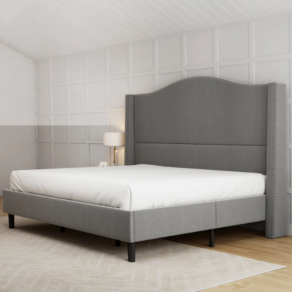 Luxurious Velvet Upholstered Metal Platform Bed – Full/Double Size with Sleek & Stylish Design