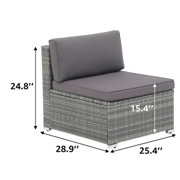 7-Piece Modular Patio Furniture Set | Wicker Outdoor Sectional Sofa with PE Rattan, Plush Pillowtop Cushions, and Coffee Table