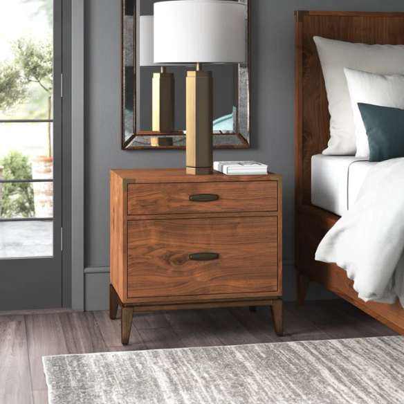 Timeless Traditional Solid Wood 3-Piece Configurable Bedroom Set in Natural Walnut with Sleek Panel Bed, 2-Drawer Nightstand, and 6-Drawer Dresser for Effortless Style and Organization