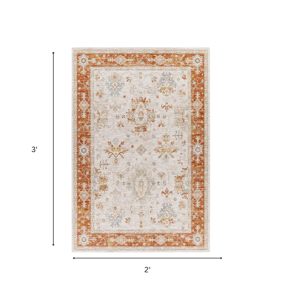 Elegant Oriental Rug – Stain-Resistant, High-Low Pile, Machine Woven with Fringed Detailing